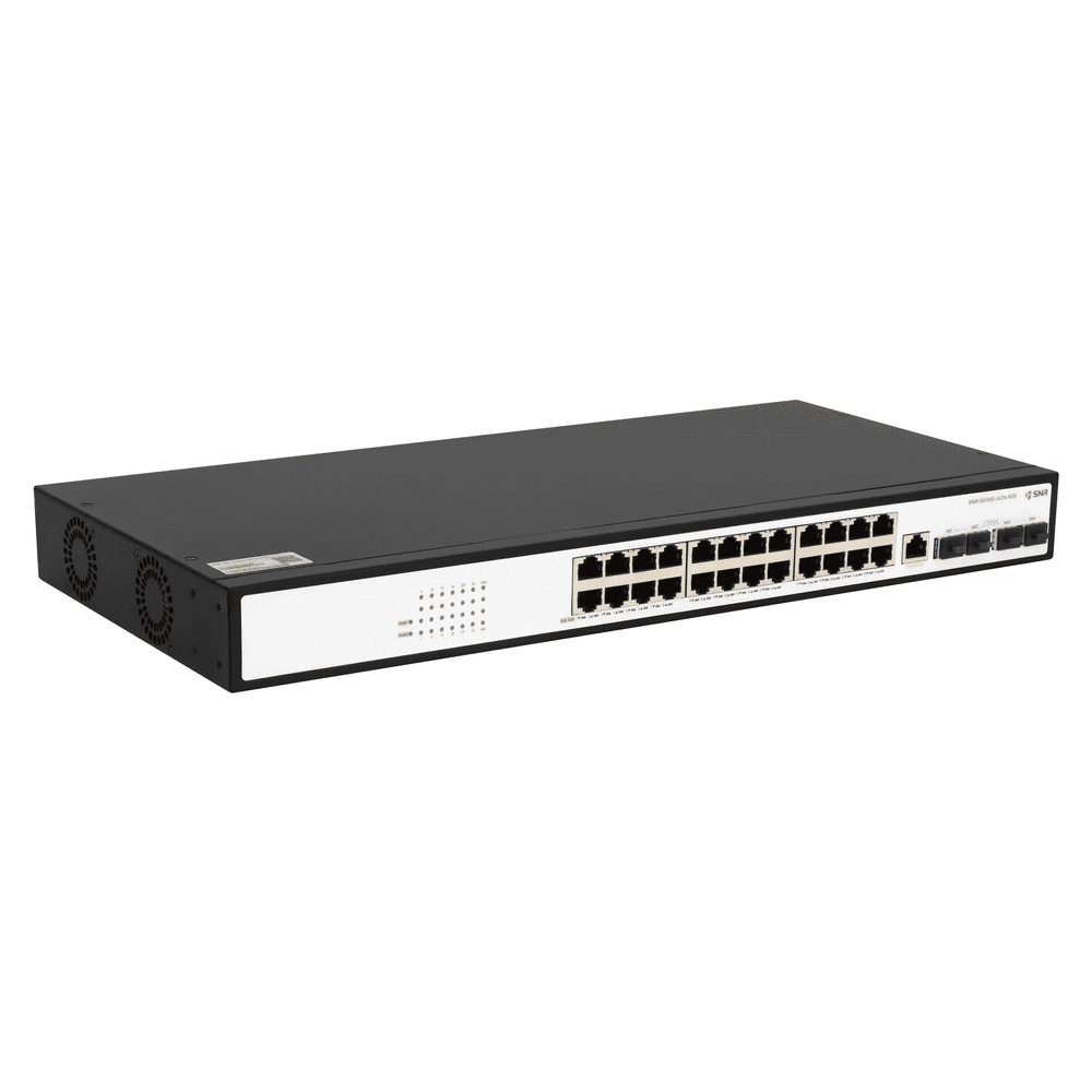 SNR SNR-S5110G-24TX-POE Управляемый PoE коммутатор уровня 2+, 24 порта 10/100/1000Base-T, 4 порта 1/10G SFP+, бюджет PoE 250 Вт, встроенный БП ~220V AC