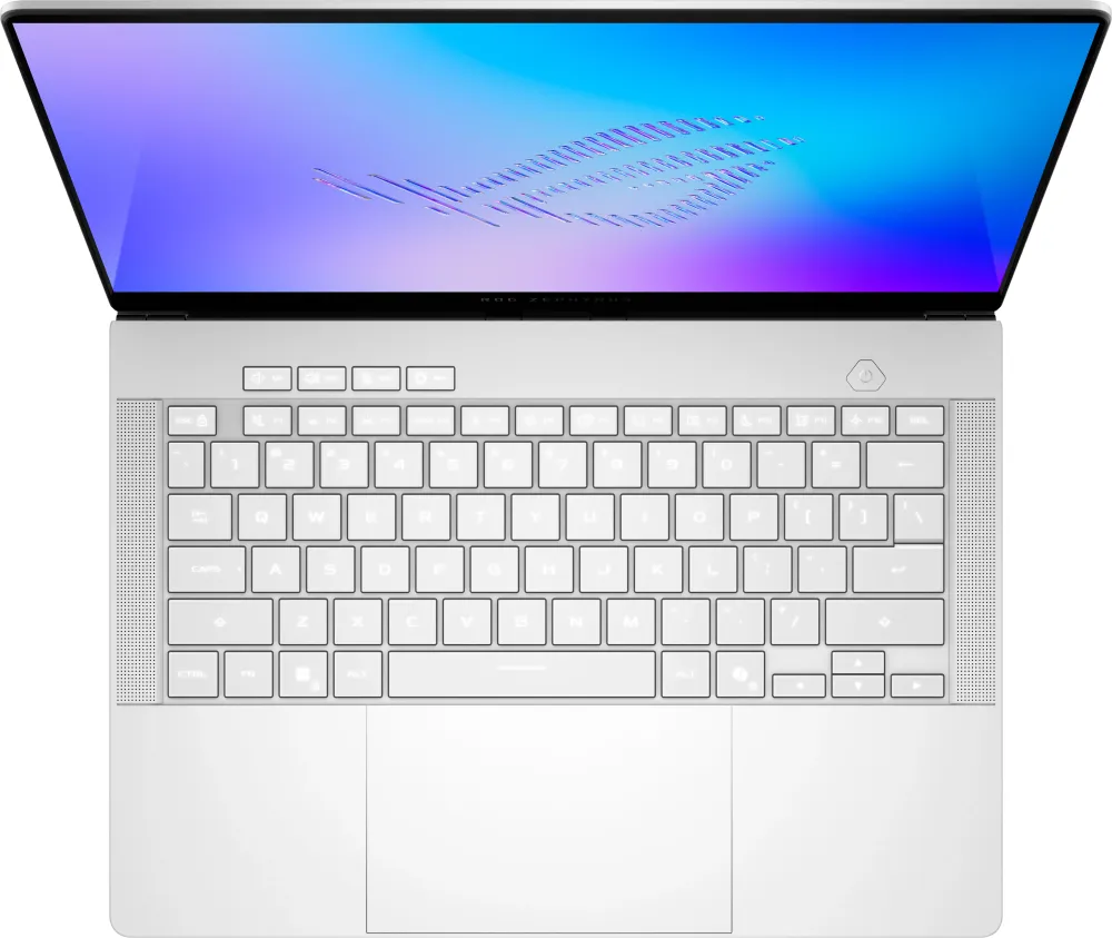 Ноутбук Asus ROG Zephyrus G14 GU405AR-SY018 Core Ultra 9 386H 32Gb SSD1Tb NVIDIA GeForce RTX5070Ti 12Gb 14" OLED 3K (2880x1800) без ОС white WiFi BT Cam Bag (90NR0P93-M000X0)