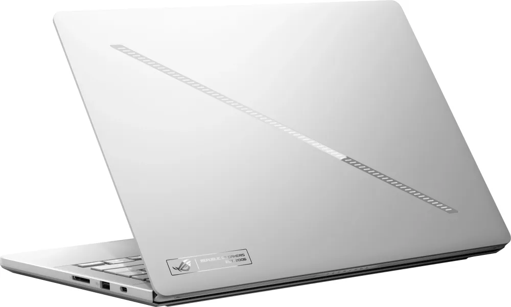Ноутбук Asus ROG Zephyrus G14 GU405AR-SY018 Core Ultra 9 386H 32Gb SSD1Tb NVIDIA GeForce RTX5070Ti 12Gb 14" OLED 3K (2880x1800) без ОС white WiFi BT Cam Bag (90NR0P93-M000X0)