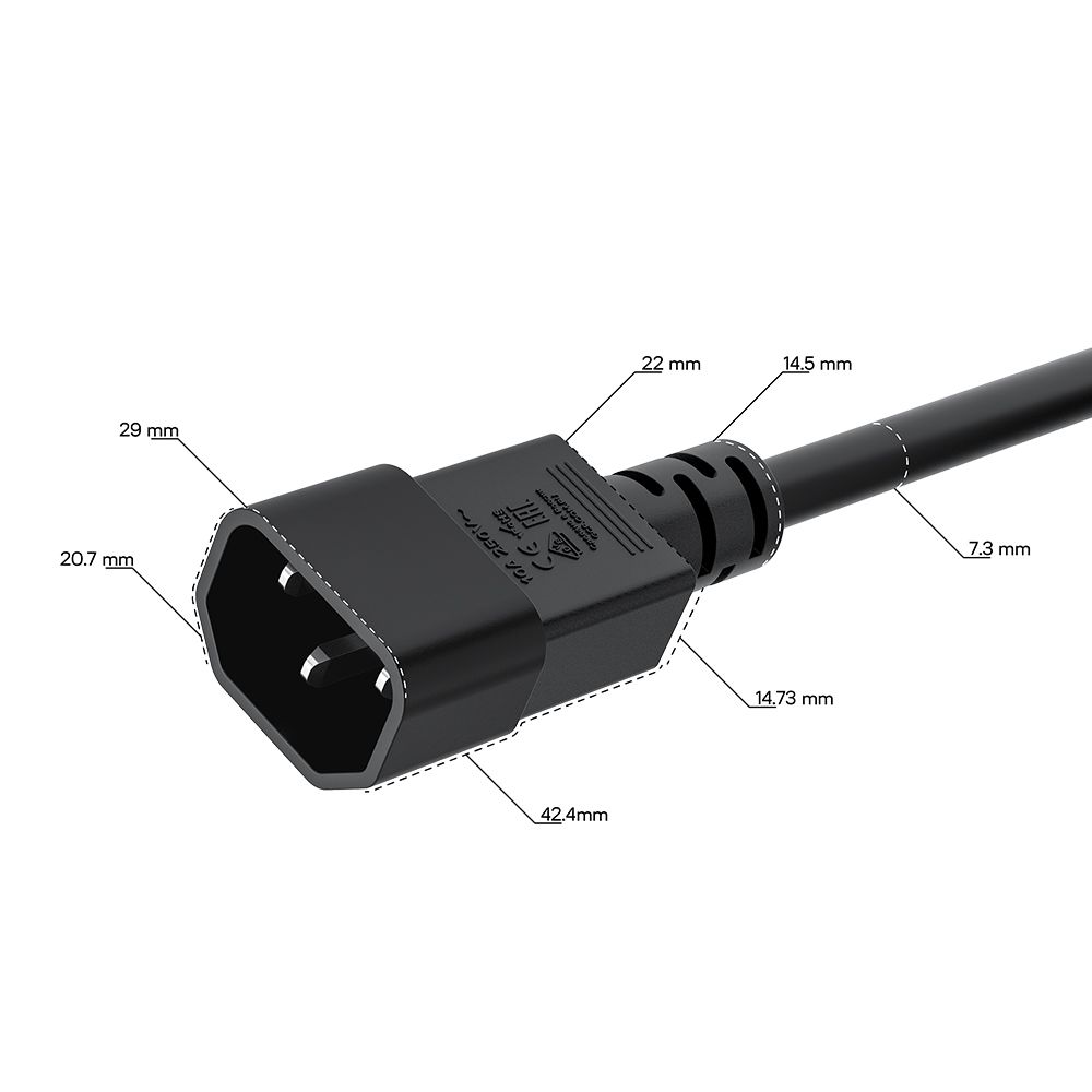 GCR PRO Кабель питания 3.0m, С14 - С5, черный, 3*0,75mm, медь