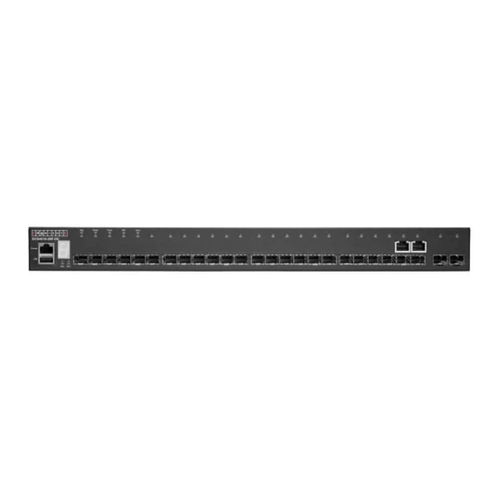 Коммутатор Edge-corE ECS4510-28F-DC Edge-corE 22 x GE SFP + 2 x GE Combo (RJ45/SFP) + 2 x 10G SFP+ ports + 1 x expansion slot (for dual 10G SFP+ ports) L2+ Stackable Switch w/ 1 x RJ45 console port, 1 x USB type A storage port, RPU connector, Stack up to