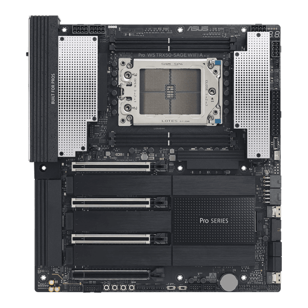 Материнская плата ASUS PRO WS TRX50-SAGE WIFI A, AMD TRX50, 4*DDR5, 4*SATA, 3*M.2, 2 x SlimSAS, 6*USB 3.2, 1*USB 2.0,Type-C, DP, 4*PCIx16, CEB; 90MB1LE0-M0EAY0