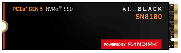 Твердотельный накопитель Western Digital Black SN8100 SSD M2.2280 PCIe 5.0 1Tb, 14900MBs/14000MBs, TBW 1200, WDS100T1X0M, 1 year