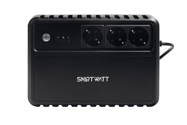Источник бесперебойного питания SMARTWATT ИБП линейно-интерактивный, 1000/600 ВА/Вт, напольный, LED индикация, Schuko CEE7/4 - 3 шт.