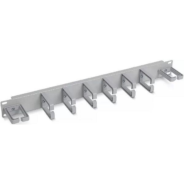 Cabeus JB08-1U-PR-GY Кабельный органайзер горизонтальный 19" 1U, 8 пластиковых колец, металлический, цвет серый (RAL7035)