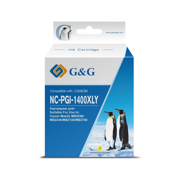 Картридж струйный G&G NC-PGI-1400XLY PGI-1400XL Y желтый (12мл) для Canon MB2050/MB2350/MB2040/MB2340