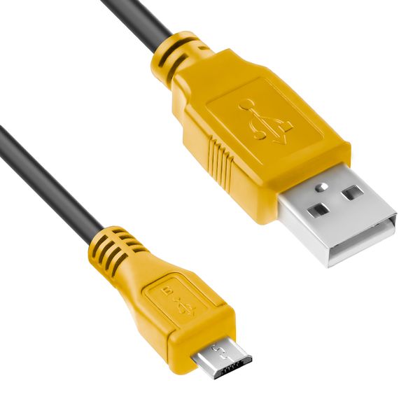 4ПХ Кабель 1.0m MicroUSB, черный, желтые коннекторы