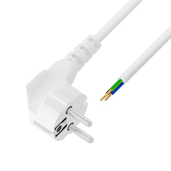 GCR PRO Кабель питания DIY PROF белый, 0.5m, евровилка угловая Schuko - без разъема, 3*1,0mm, медь