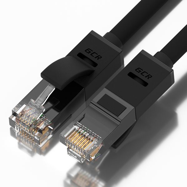 GCR Патч-корд прямой 0.15m UTP кат.5e, черный, 24 AWG, литой, ethernet high speed 1 Гбит/с, RJ45, T568B