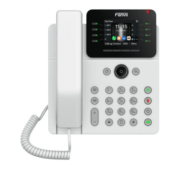 SIP-Телефон Fanvil V62G, 12 SIP-акк., 2,8", 320x240 Цвет. экран, POE, БП в комп., 2x1 Gbps, Белый