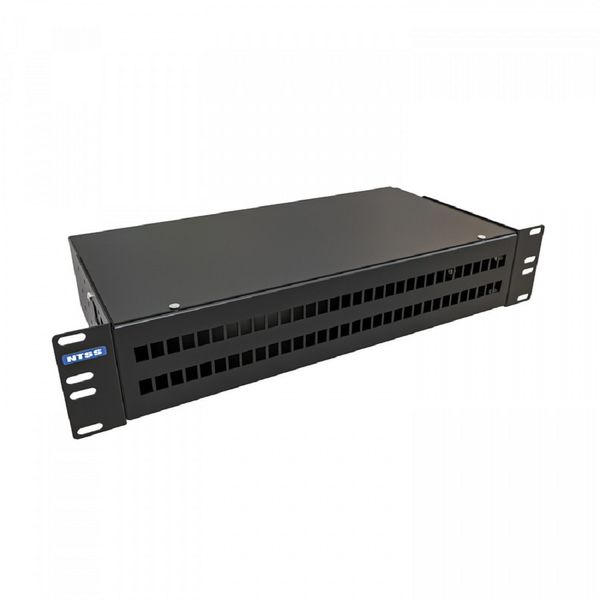 NTSS Кросс NTSS оптический 19'' укомплектованный 2U, 64 порта LC/UPC duplex, 62.5/125 мкм (сплошная панель, сплайс-кассета 4шт, пигтейлы, КДЗС, адаптеры) черный RAL 9005 NTSS-RFOB-2U-64-2LC/U-62.5-SP1