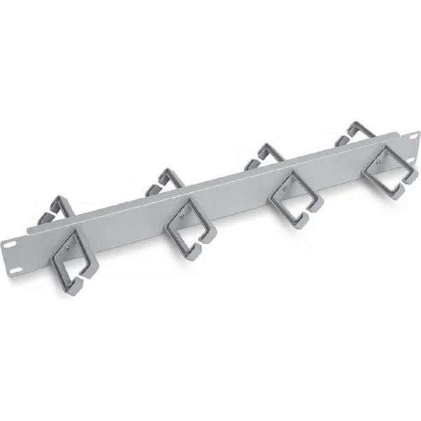 Cabeus JB08-1U-45-GY Кабельный органайзер горизонтальный 19" 1U двухсторонний, 8 пластиковых колец под углом 45 градусов
