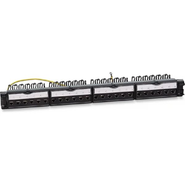 Cabeus PL-24-KJ-RJ45-Cat.6-SH-180T Патч-панель 19" (1U), 24 порта RJ-45, категория 6, полностью экранированная, с задним кабельным организатором, безинструментный монтаж (арт.033562)