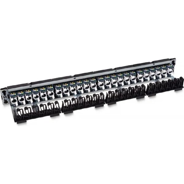 Cabeus PL-24-KJ-RJ45-Cat.6a-180T Патч-панель 19" (1U), 24 порта RJ-45, категория 6a, с задним кабельным организатором, безинструментный монтаж
