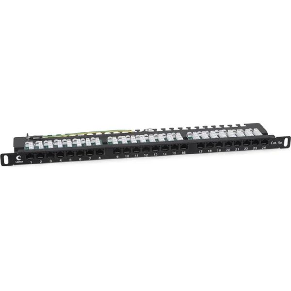 Cabeus PLHD-24-Cat.5e-Dual-90-0,5U Патч-панель высокой плотности 19" (0,5U), 24 порта RJ-45, категория 5e, Dual IDC, 90 градусов, с задним кабельным организатором