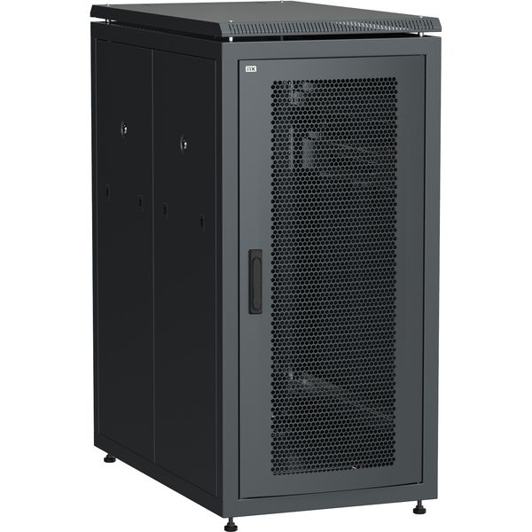 Шкаф серверный ITK LINEA (LN05-24U61-PP) напольный 24U 600x1000мм пер.дв.перфор. задн.дв.перфор. 2 бок.пан. 1000кг черный 915мм 120град.