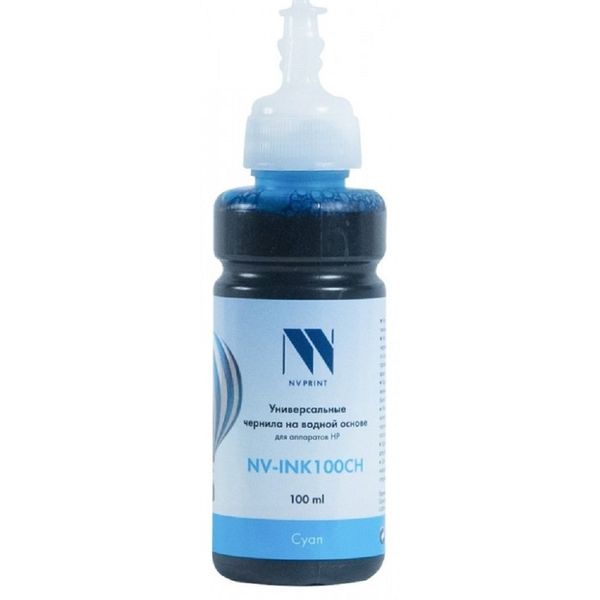 Чернила NV PRINT универсальные на водной основе NV-INK100CH для аппаратов HP (100 ml) Cyan совместимые