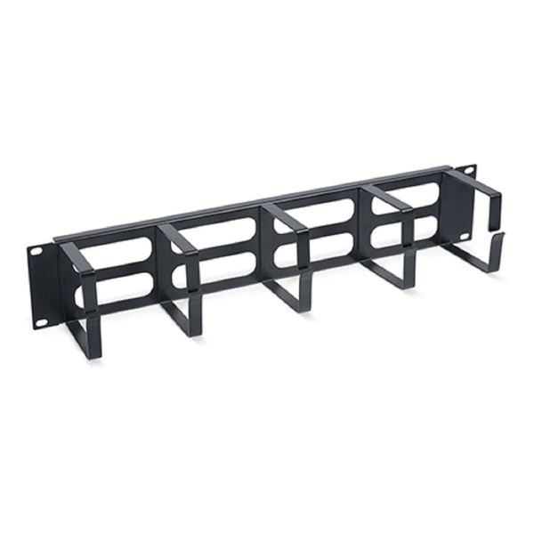 Cabeus JB08-2U-BK Кабельный органайзер горизонтальный 19" 2U, 5 колец, металлический, цвет черный (RAL9004)