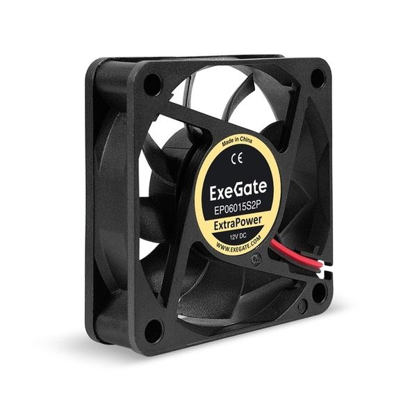 Exegate EX295225RUS Вентилятор 12В DC ExeGate ExtraPower EP06015S2P (60x60x15 мм, Sleeve bearing (подшипник скольжения), 2pin, 4800RPM, 32dBA)