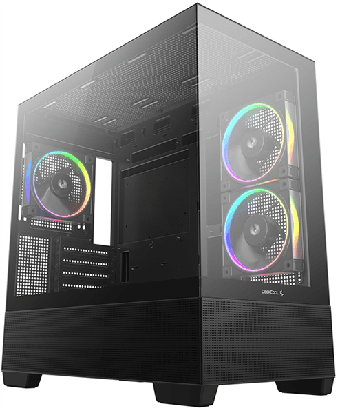 корпус Deepcool CG380 3F без БП, боковое окно (панорама), 3x120mm ARGB PWM вентилятора, черный, mATX (R-CG380-BKAGM3-G)