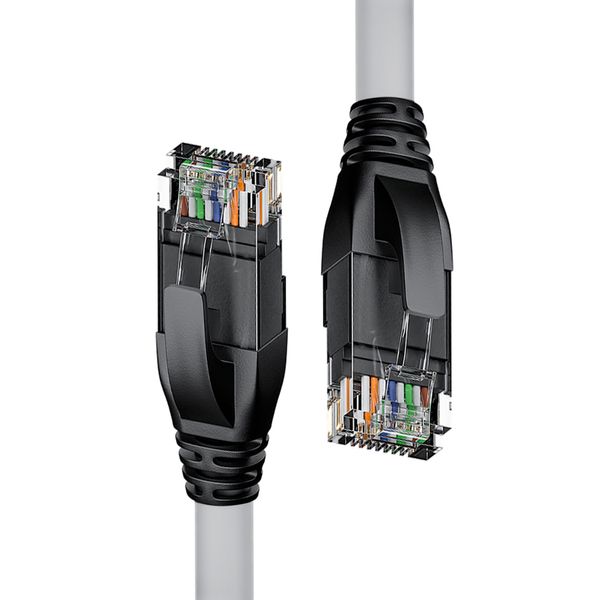4ПХ Патч-корд прямой 10.0m UTP кат.5e, серый, черные коннекторы, 24 AWG, литой, ethernet high speed 1 Гбит/с, RJ45, T568B
