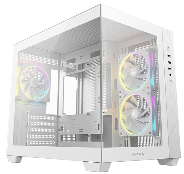 корпус Deepcool CG330 3F WH без БП, боковое окно (панорама), 3x120mm ARGB PWM вентилятора, белый, mATX (R-CG330-BKNGM3-G)