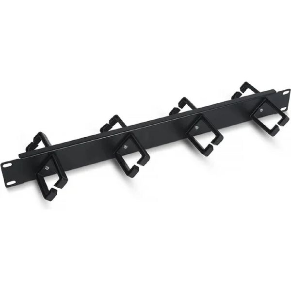 Cabeus JB08-1U-45-BK Кабельный органайзер горизонтальный 19" 1U двухсторонний, 8 пластиковых колец под углом 45 градусов
