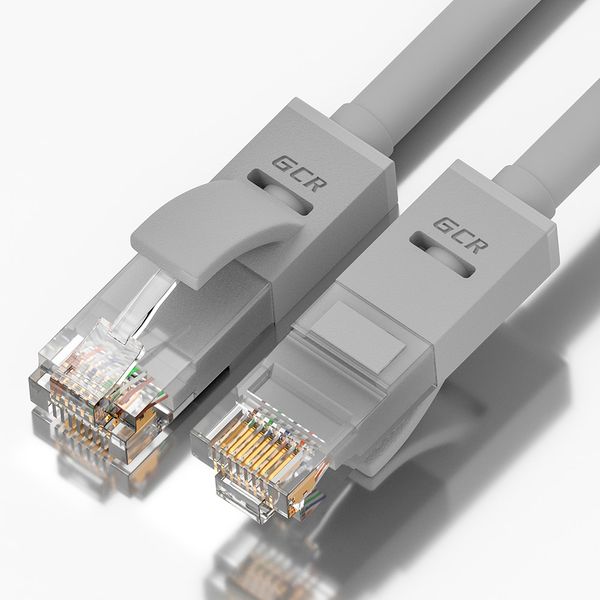 GCR Патч-корд прямой 40.0m UTP кат.5e, серый, 24 AWG, литой, ethernet high speed 1 Гбит/с, RJ45, T568B
