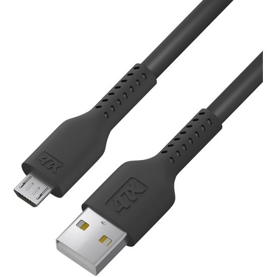 4ПХ Кабель 0.5m MicroUSB, черный, черный ПВХ